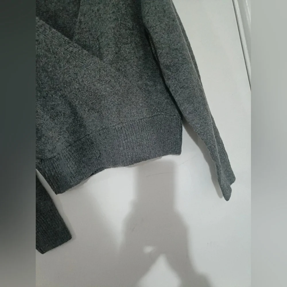 Gray V-Neck Women's Sweater - Picture 3 of 4